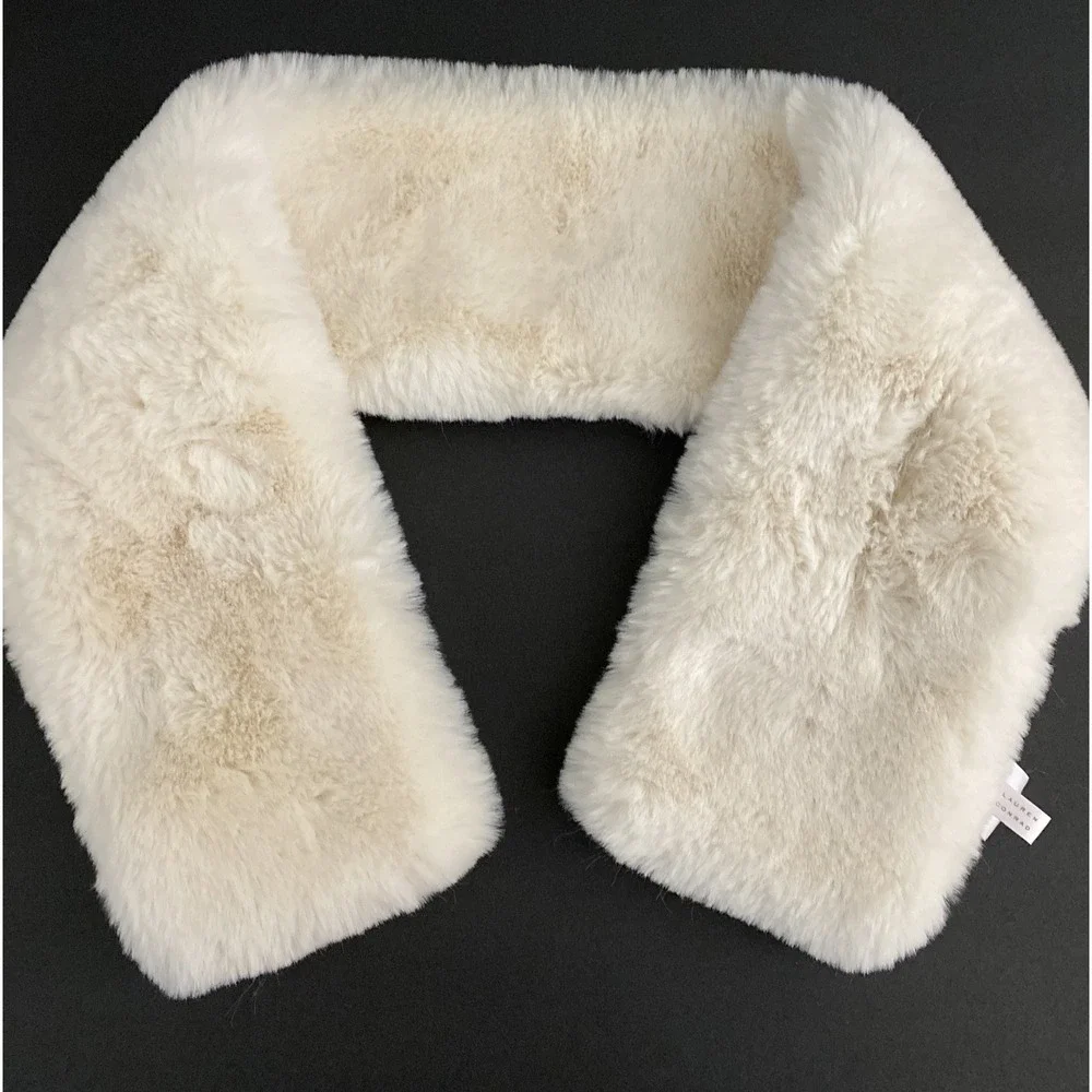 LAUREN CONRAD Women's  Beige  Faux FUR Pull Through WINTER STOLE SCARF